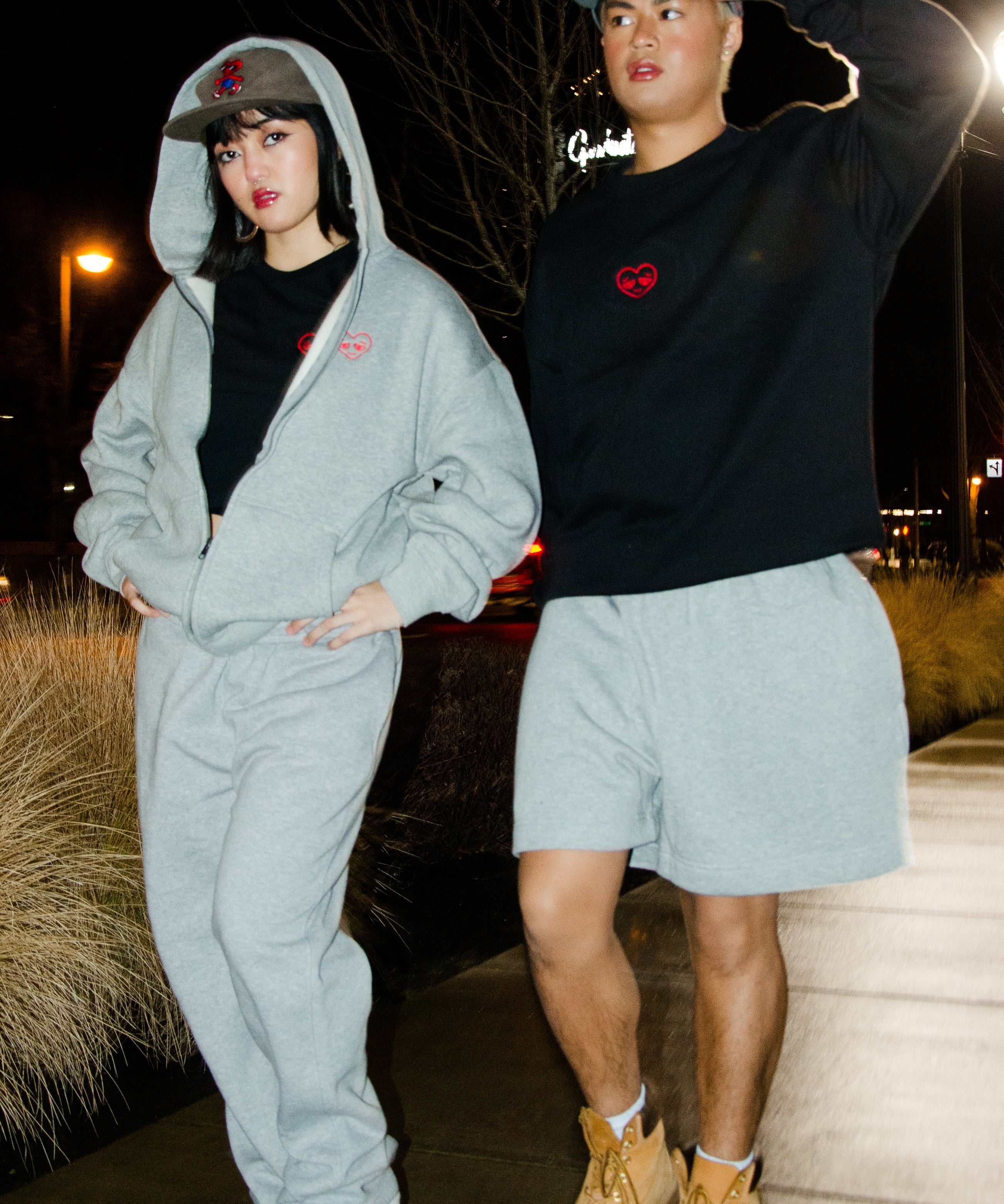 Shay(left) is 5'1 wearing small and Julian(right) is 5'4 wearing small