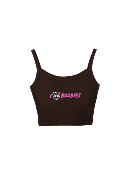 i love boobies cropped spaghetti strap