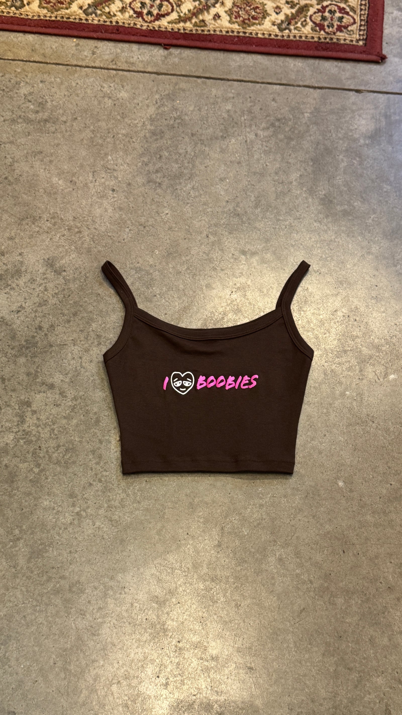 i love boobies cropped spaghetti strap