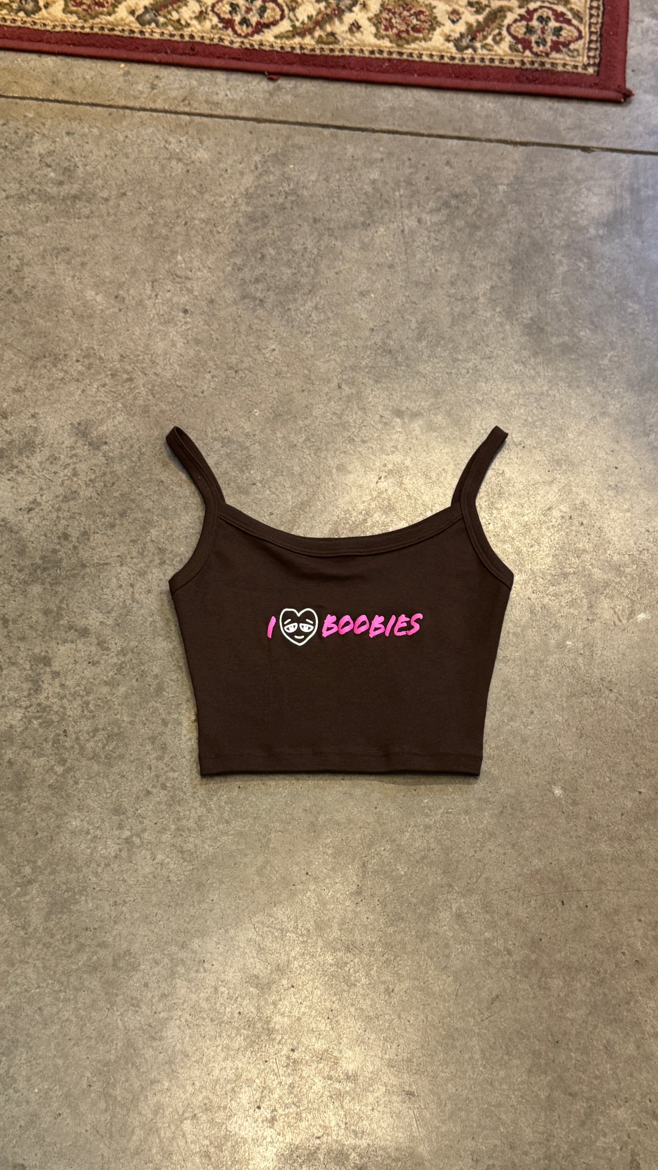 i love boobies cropped spaghetti strap